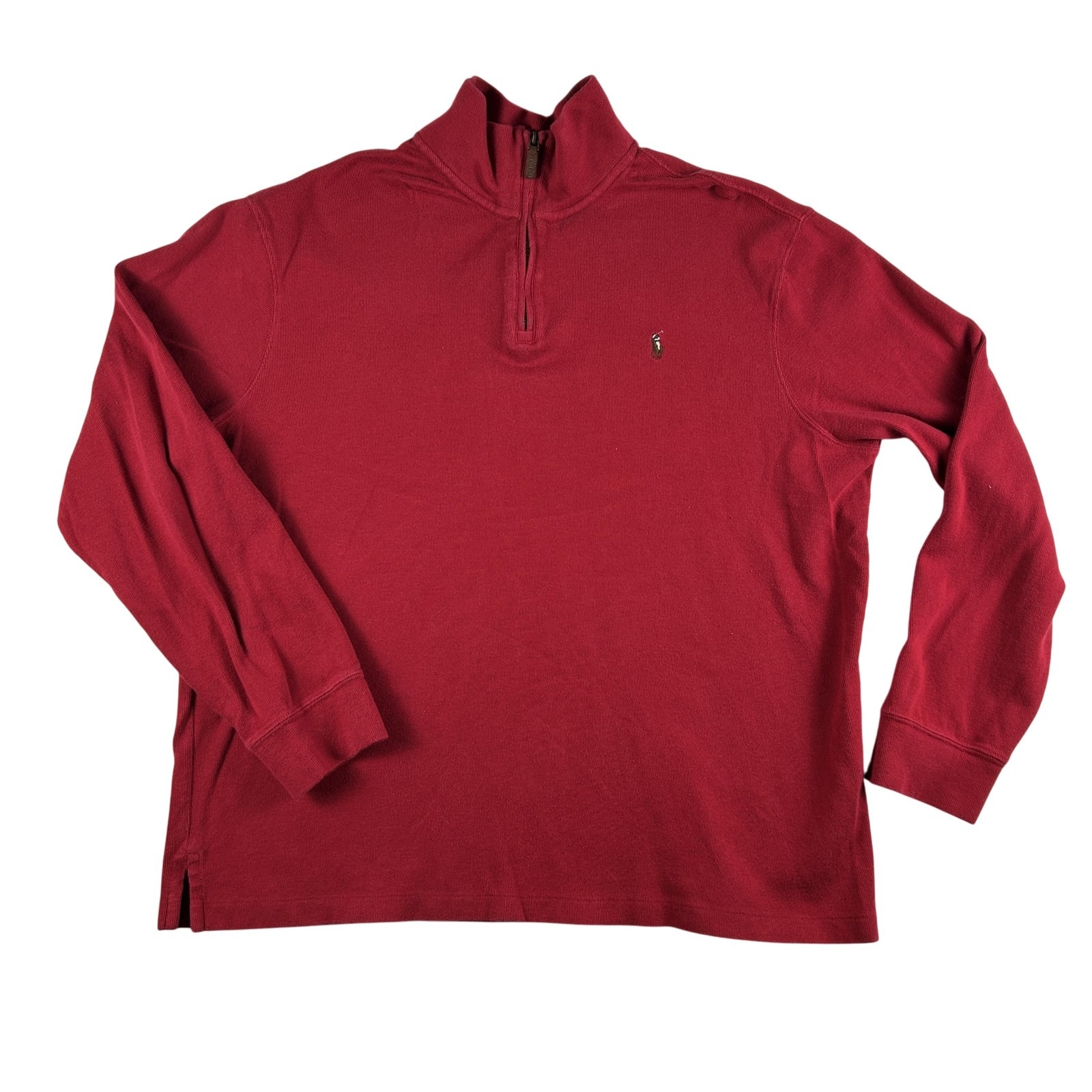 Polo Ralph Lauren Pullover Mens Xl Red Estate Rib Half Zip Sweater Cotton Logo